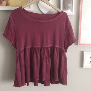 Wine colored Free People peplum top